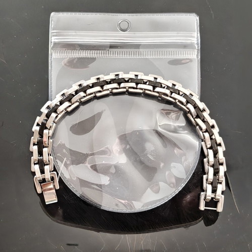 Stainless Steel Men's Bracelet, 18cm, black and silver