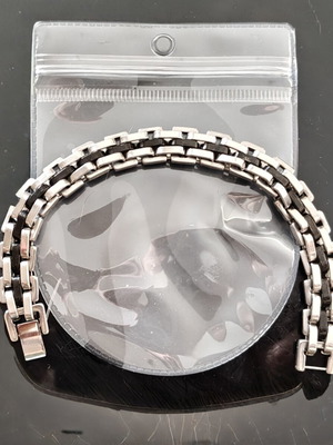 Stainless Steel Men's Bracelet, 18cm, black and silver