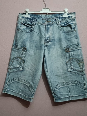 Idpdt men's denim cargo shorts XL, light wash