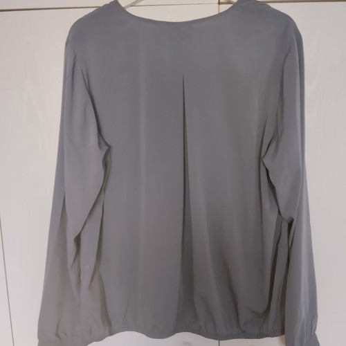 Bonprix blouse with v-neck and crisscross neckline like new, size L/XL, grey-purple