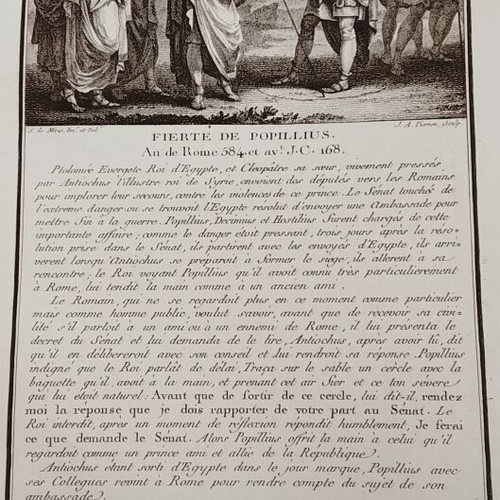 Χαλκογραφία Fierté de Popillius, ιστορική σκηνή 1790