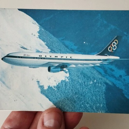 Olympic Airways postcard like new, vintage Airbus A300