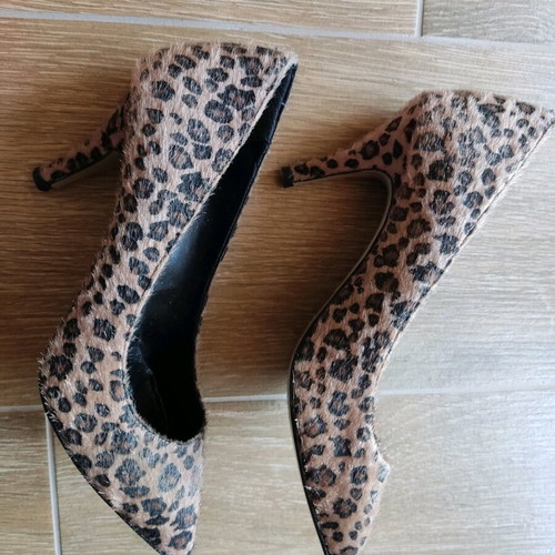Animal print pony skin pumps used, size 37, 8 cm heel