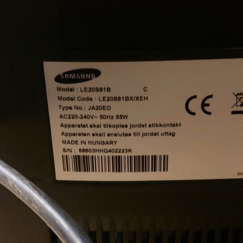 Samsung 20-inch TV used with receiver and cables