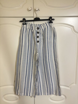 Wide White Pants with Blue Stripes like new, size XS