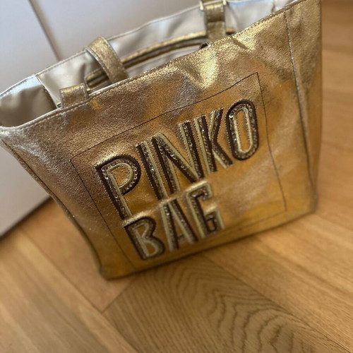 Pinko Doublefaced Shoulder Bag like new, beige and gold