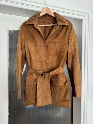 Vintage suede leather jacket used, brown