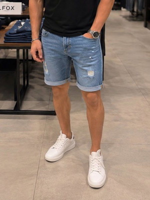 Men's denim bermuda shorts blue size XL