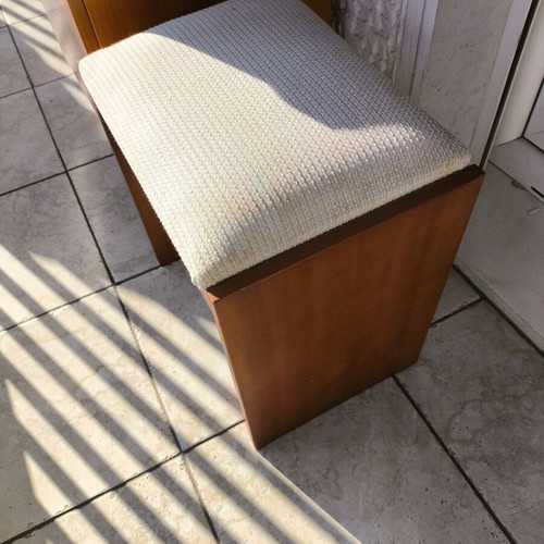Wooden stool used with fabric seat