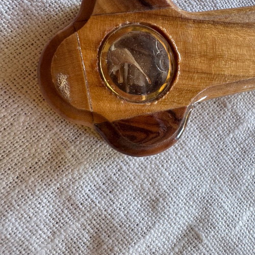 Jerusalem Hanging Cross new, olive wood with relics
