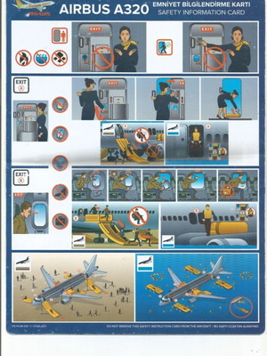 Pegasus Airlines A320 Safety Card new