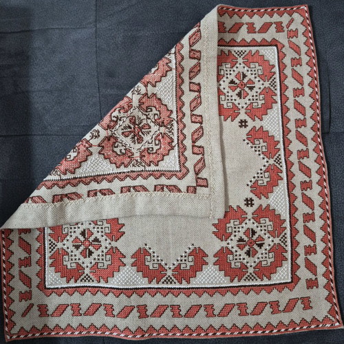 Embroidered Panama Square new, handmade Bulgarian embroidery, 50×50 cm