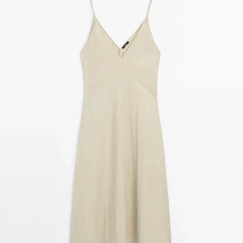 Massimo Dutti maxi dress 100% linen like new, size XS/S, beige