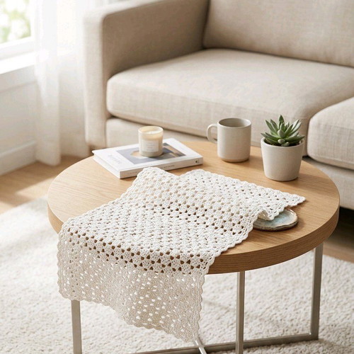 Handmade crochet table runner like new, 50x35 cm