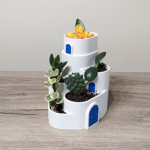 Cycladic 3D Printed Decorative Planter with Layers
