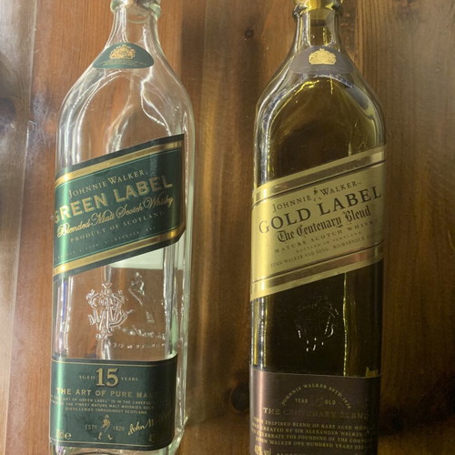 Johnnie Walker συλλεκτικά άδεια μπουκάλια Gold Label 18yo Centenary και Green Label 15yo μεταχειρισμένα