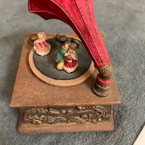 Vintage music box with figures used, functional