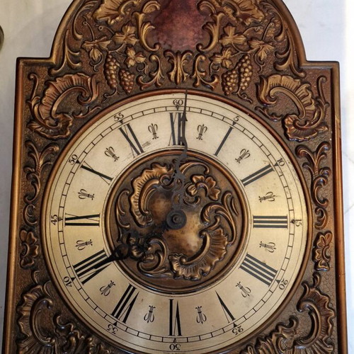 Mechanical wall clock with pendulum and weights, vintage, Schmeckenbecher