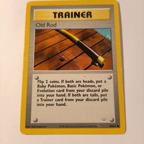 Old Rod Pokemon Card used (Neo Revelation 64/64) in good condition