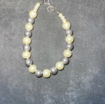 Handmade bracelet with wire fastening new, white and gray