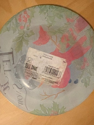 Set of 2 Christmas glass plates "Let it Snow" with snowman, 15cm