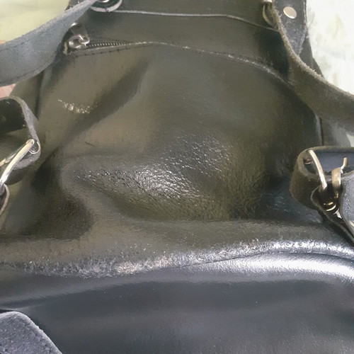 Leather backpack used, genuine leather, black