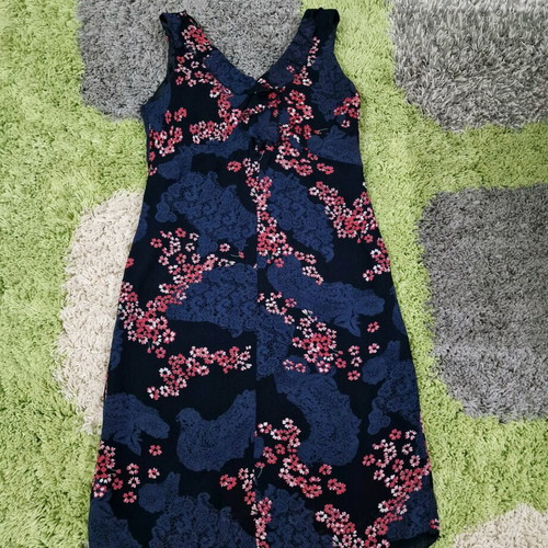 Women floral summer dress used as new, size L, viscose, blue