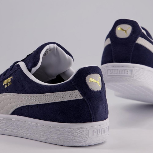 Puma men's sneakers in natural suede, size 41, navy and beige