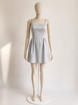 Benetton Satin Mini Dress Silver Grey slip dress like new