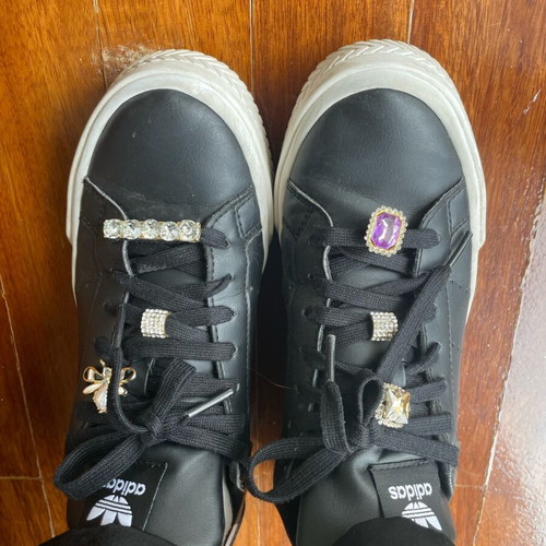 Adidas sneakers black like new with decorative strass and charms