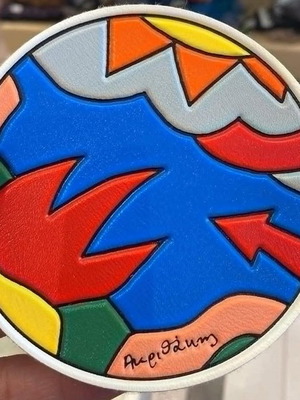 Collectible coaster with Alexis Akrithakis signature, 'Fire' design