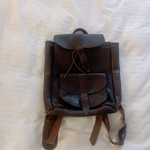 Handmade leather backpack 100% leather like new, brown