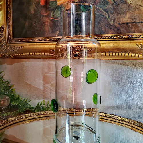 Retro vase with embossed green drops, IKEA