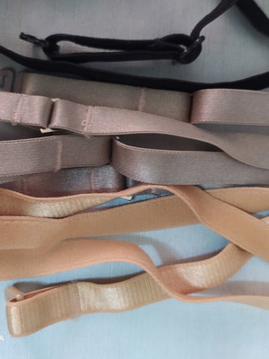 Bra straps set of 4 like new, black, beige, silicone and grey-green