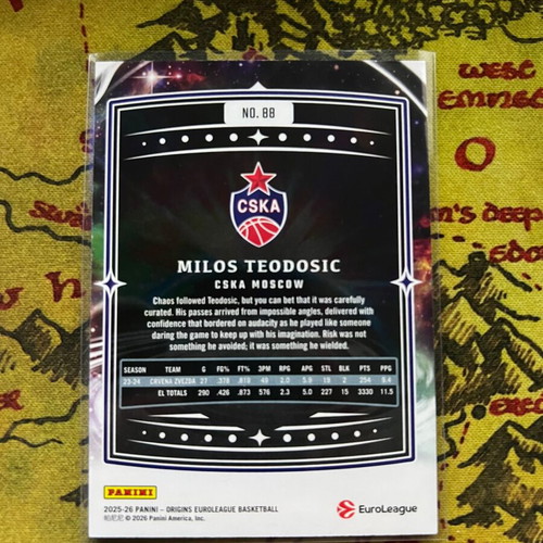 Panini Origins Euroleague Basketball 2025-26 Milos Teodosic Base Card #88