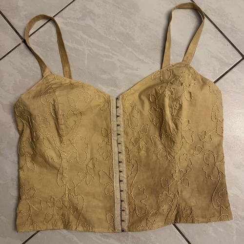 Handmade top bustier cotton with elastane, new, mustard khaki