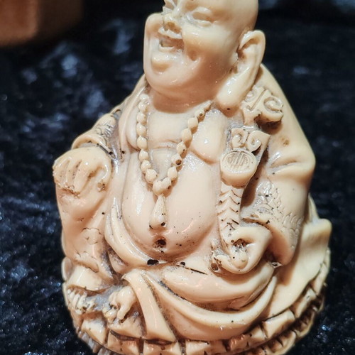 Vintage Laughing Buddha Hotei statue, Shoushan stone