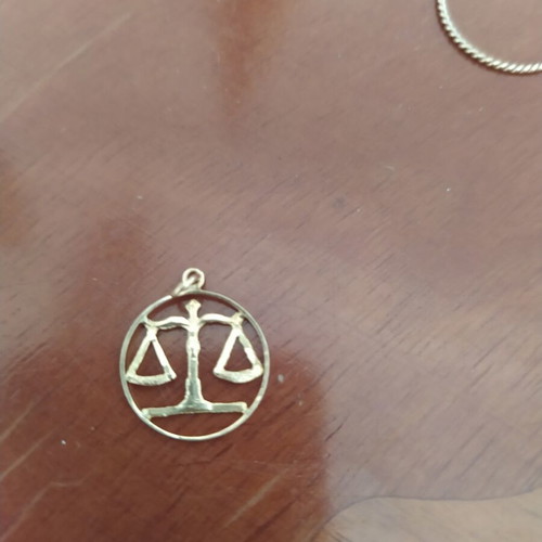 Handmade gold Libra zodiac pendant