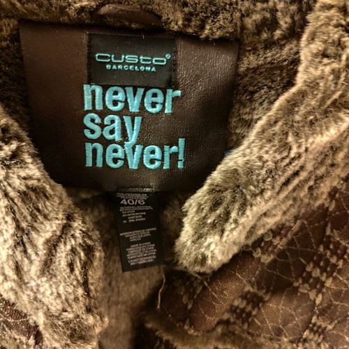 Custo Barcelona coat like new, brown with fur, size M