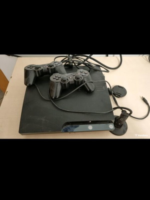 PlayStation 3 Slim μεταχειρισμένο με 2 κοντρόλ, ακουστικό και PlayStation Eye