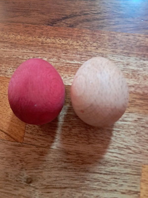Wooden eggs, two, like new