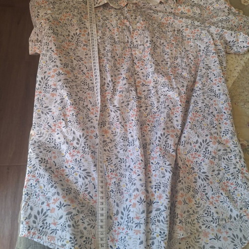 Men's floral short-sleeve shirt XL slim fit cotton A-Style like new, white