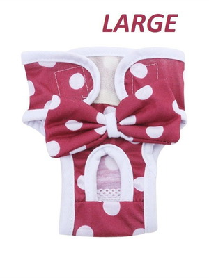 Little Lady dog period panties size Large new, red polka dot with bow