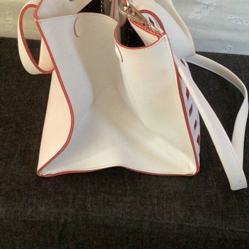 FRNC leather crossbody bag like new, white with pink details