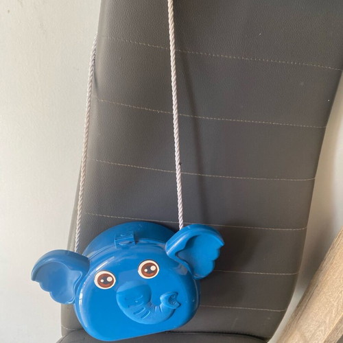 Children's plastic elephant bag used, blue with strap