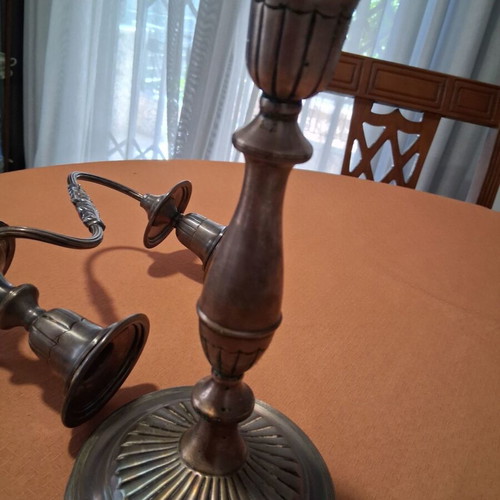 Metal candlestick 3-branch vintage used