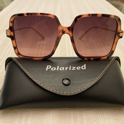 Polarized PL500C03 square women's sunglasses new, multicolor, gold
