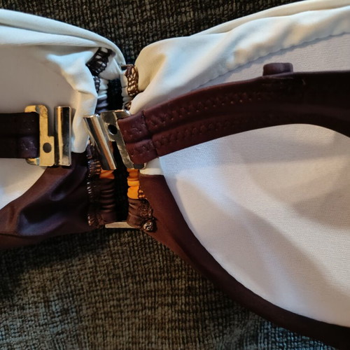 Trichrome bikini swimsuit like new, size S, brown and white