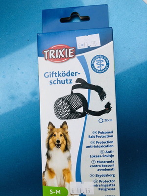 Trixie Poisoned Bait Protection Muzzle Polyester S-M Black New