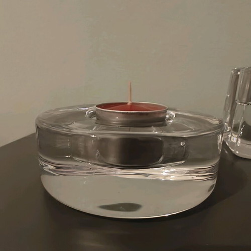 Orrefors Puck series candlesticks like new, crystal